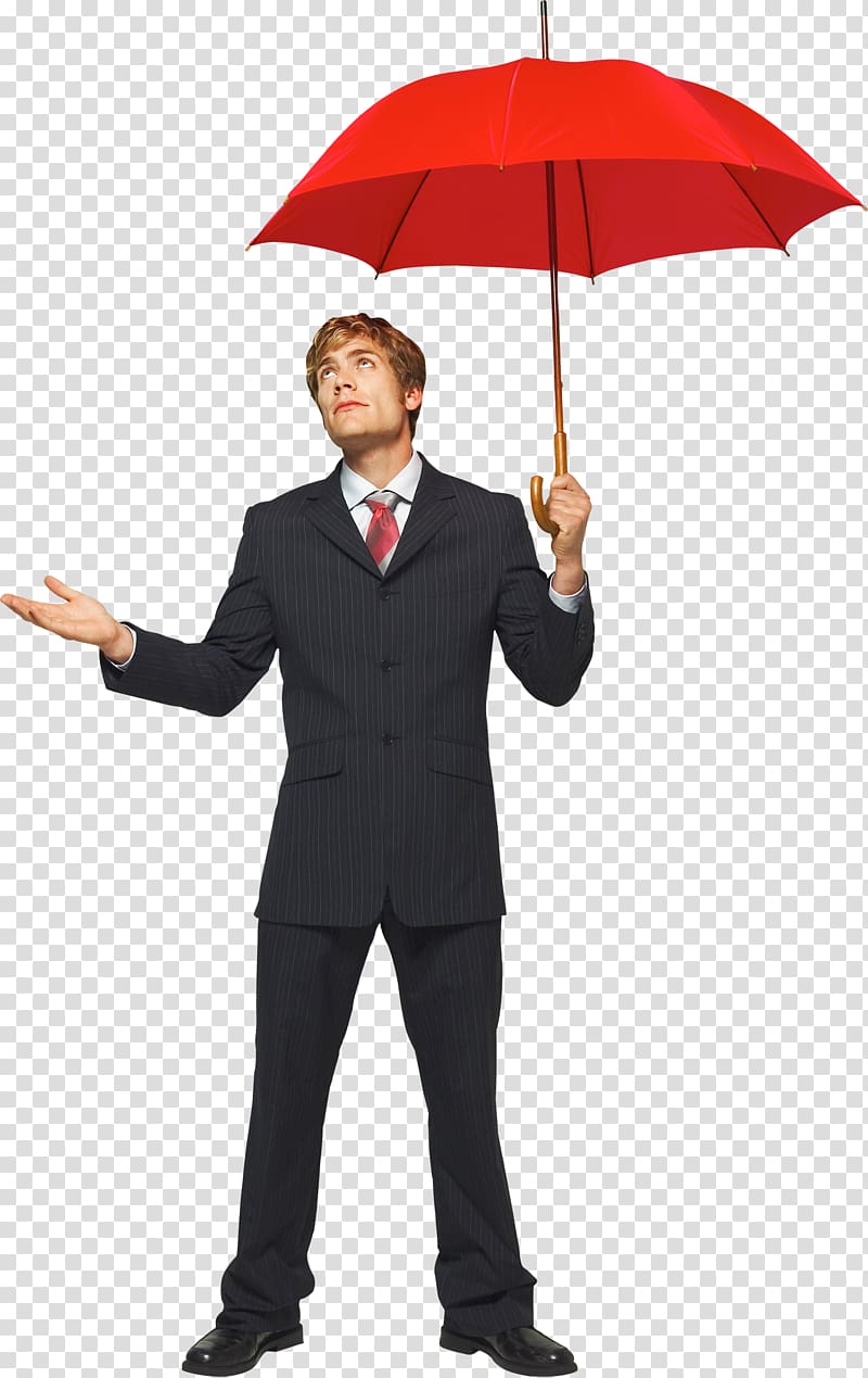 man holding red umbrella, Umbrella Icon, Businessman transparent background PNG clipart