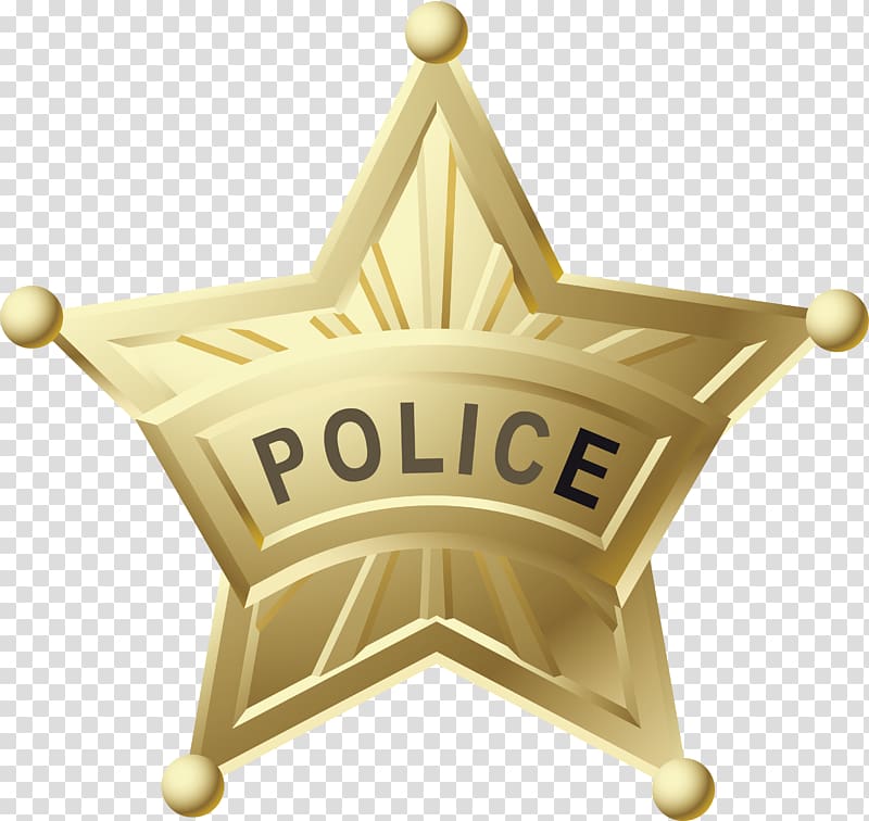 gold Police badge illustration, Police officer Badge Star, The metal star badge. transparent background PNG clipart