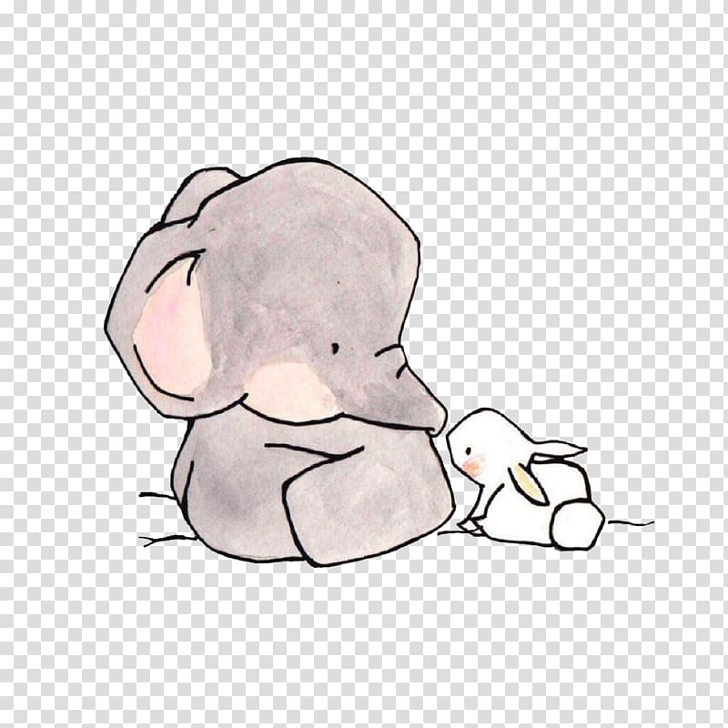 the elephant and the white rabbit transparent background PNG clipart