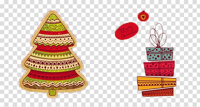 Christmas ornament Christmas tree Gift Christmas decoration, Painted Christmas tree with gift boxes transparent background PNG clipart