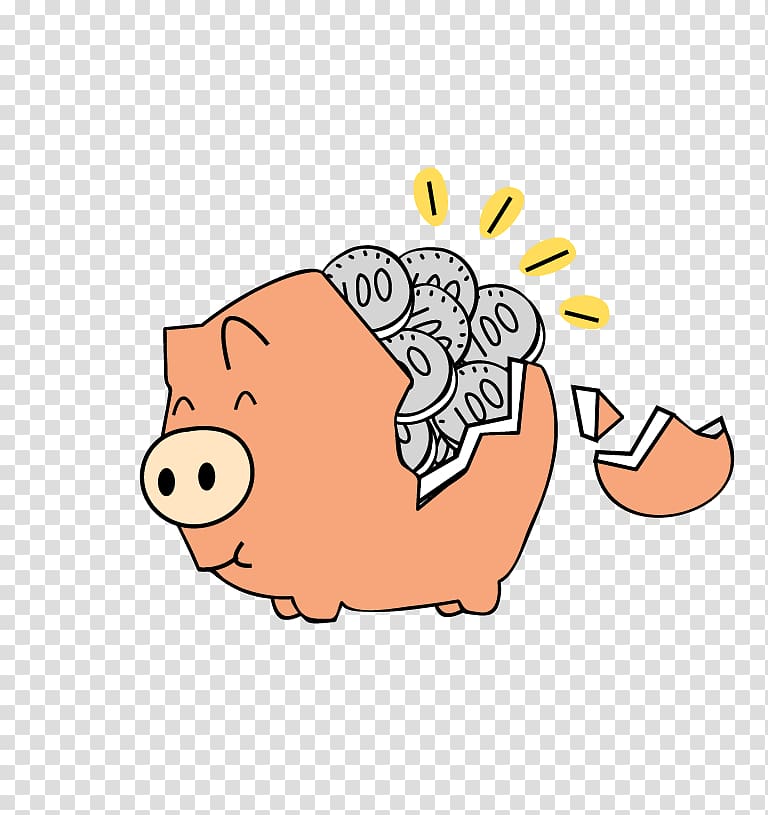 Piggy bank Saving Loan, Broken gold piggy bank transparent background PNG clipart