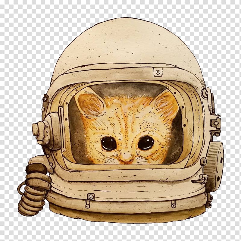 Cat Kitten Watercolor painting Artist, spaceman transparent background PNG clipart