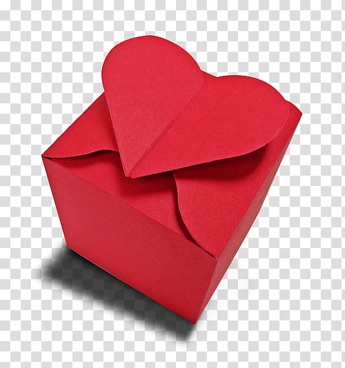 Paper Valentine's Day Origami Heart Red, content box transparent background PNG clipart