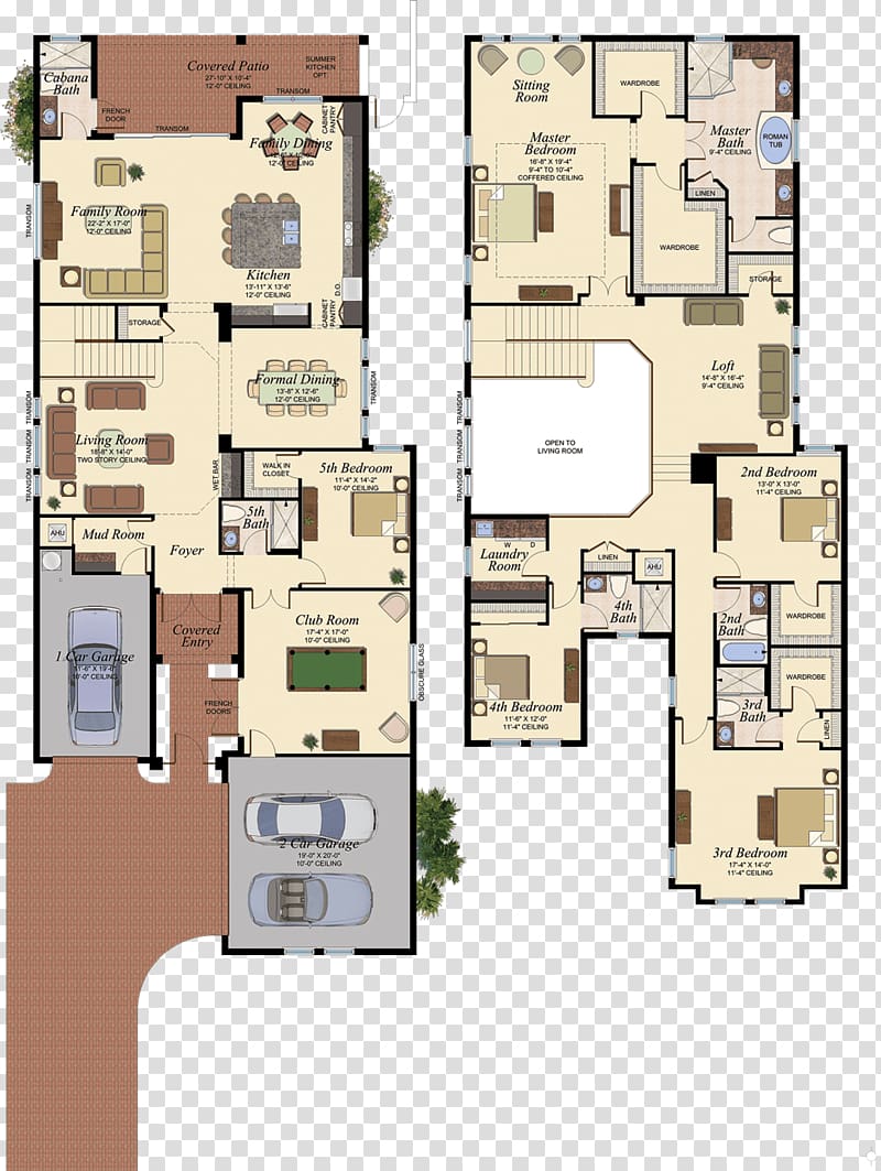 Floor plan House plan Interior Design Services, three rooms and two rooms transparent background PNG clipart