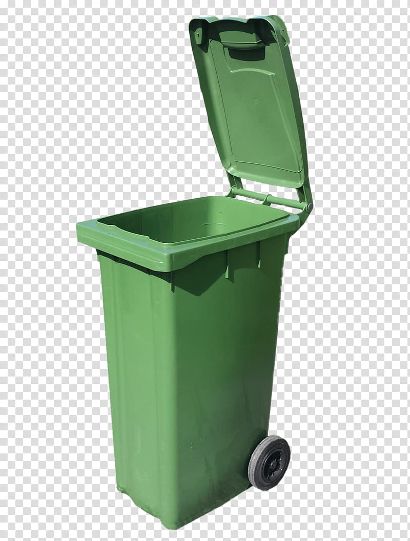 Green trash bin Bin Open Green Wheelie transparent background PNG