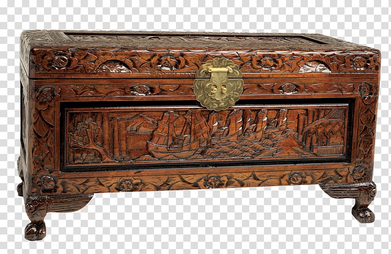 Chest Furniture Antique Wood, Retro carved wood coffee table transparent background PNG clipart