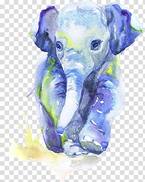 Watercolor painting Indian elephant Elephantidae Art, painting transparent background PNG clipart