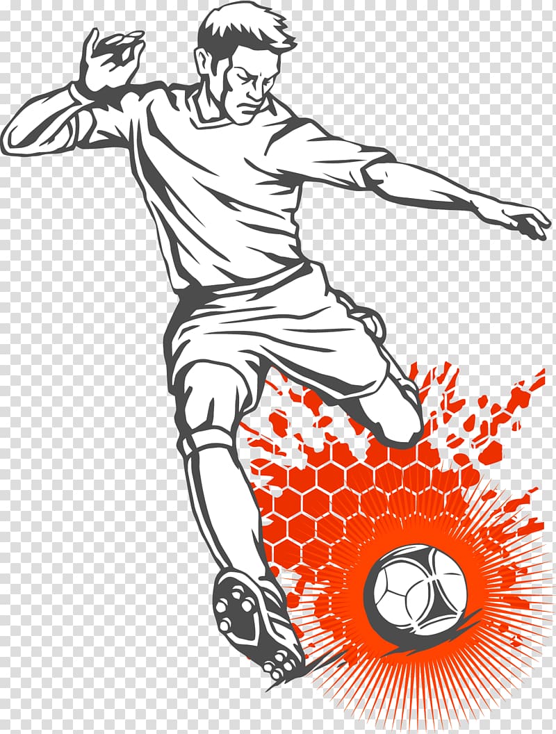 soccer player sketch, Wall decal Football player Forward Shooting, play football transparent background PNG clipart