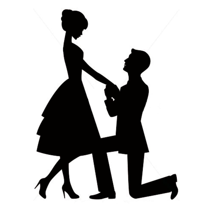 man proposing illustration, Marriage proposal Engagement Wedding cake topper Silhouette Romance, groom transparent background PNG clipart