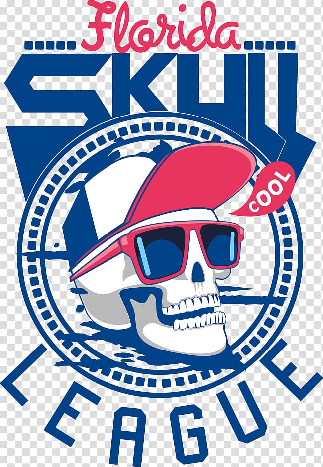Florida Skull League illustration, Printed T-shirt Vest Sleeve Clothing, Bespectacled skeleton transparent background PNG clipart
