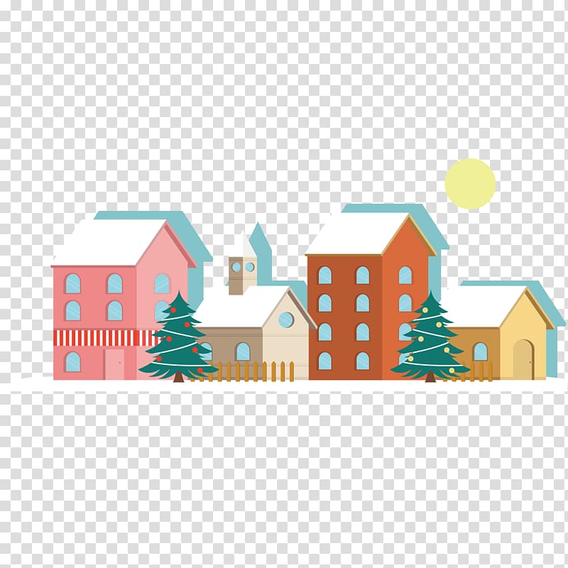 Christmas House , Flat town house transparent background PNG clipart