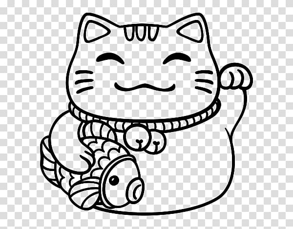 Cat Maneki-neko Drawing Luck, Cat transparent background PNG clipart