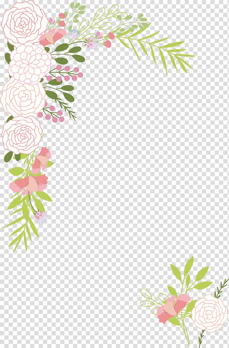 Wedding invitation , Romantic pink camellia border, flowers and leaf transparent background PNG clipart