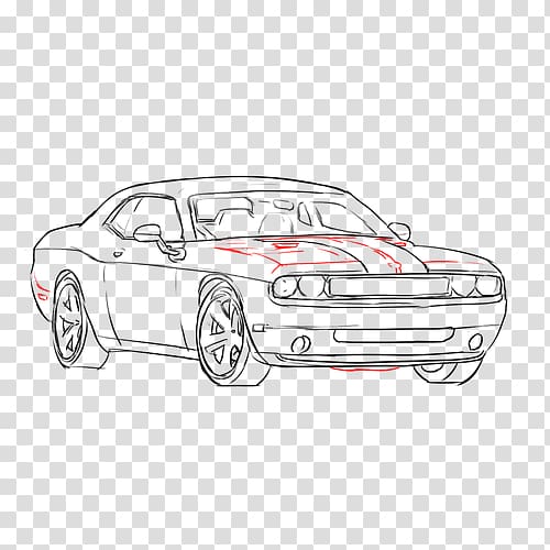 Compact car Dodge Challenger Sketch, car transparent background PNG clipart