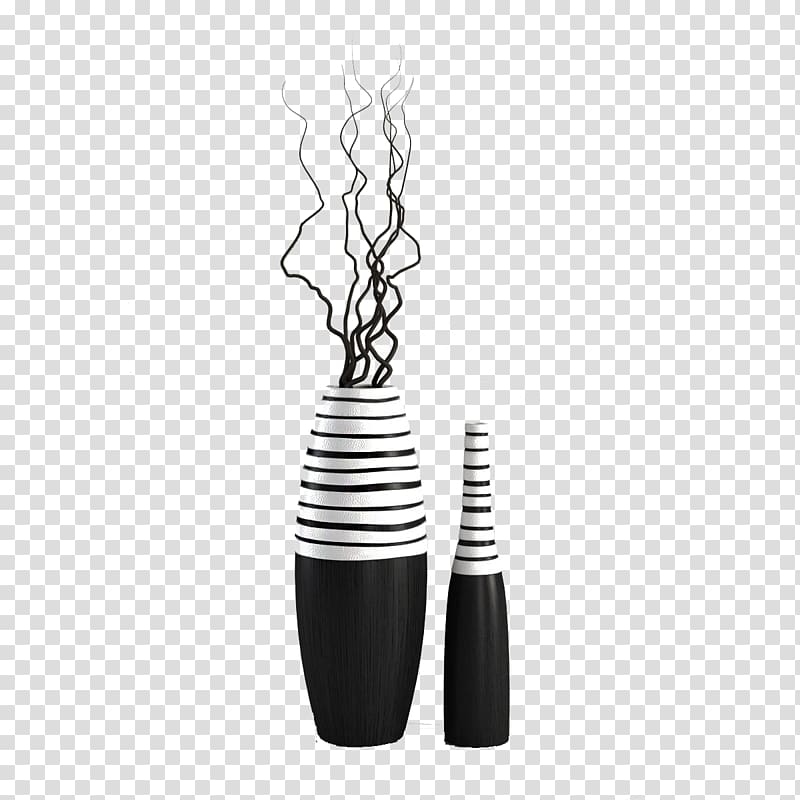 two black and white vases illustration, Vase Decorative arts Ceramic Drawing, Deadwood black Japanese Vase transparent background PNG clipart