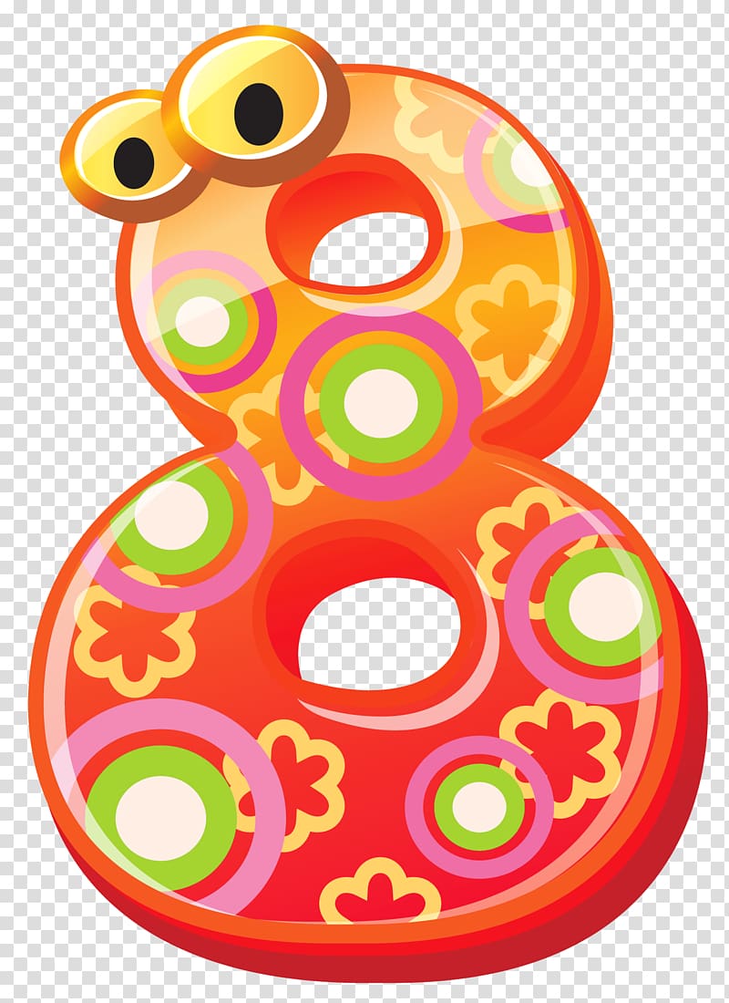 red, yellow, and green 8 , Number , Cute Number Eight transparent background PNG clipart