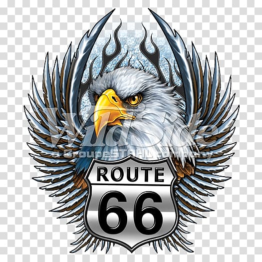 Bald eagle T-shirt U.S. Route 66 Motorcycle, T-shirt transparent background PNG clipart