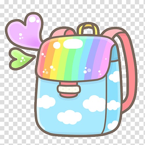 Rainbow color backpack illustration, Drawing Paintbrush Kavaii, kawaii ...