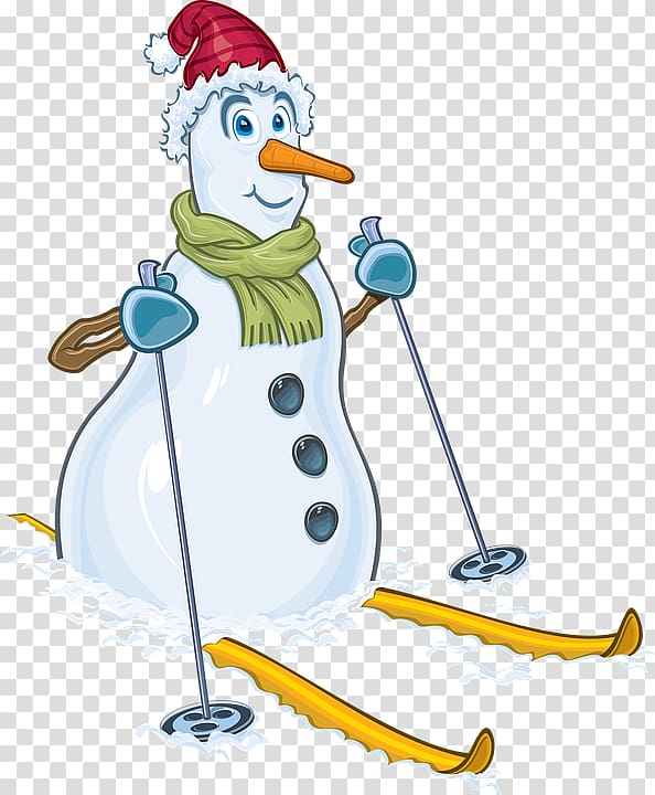 Snowman Alpine skiing Christmas, Skiing snowman transparent background PNG clipart
