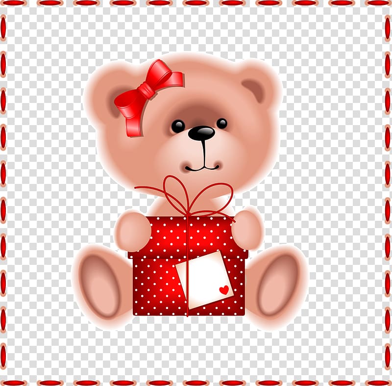 Art , Bear and gift box transparent background PNG clipart