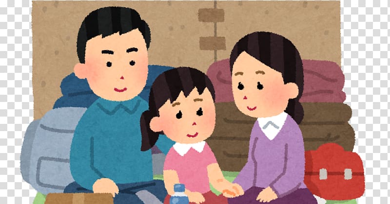 避難所 2018 Japan floods Emergency evacuation Refugee shelter Emergency management, smiling family transparent background PNG clipart