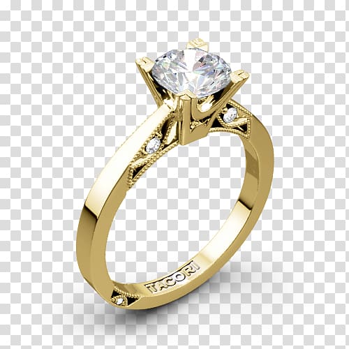 Engagement ring Tacori Solitaire, ring transparent background PNG clipart