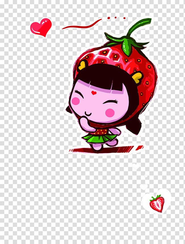 Strawberry Cartoon Illustration, Strawberry baby transparent background PNG clipart
