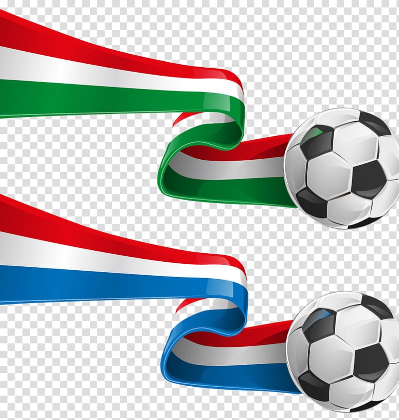 two soccer balls , Italy France Flag , football transparent background PNG clipart