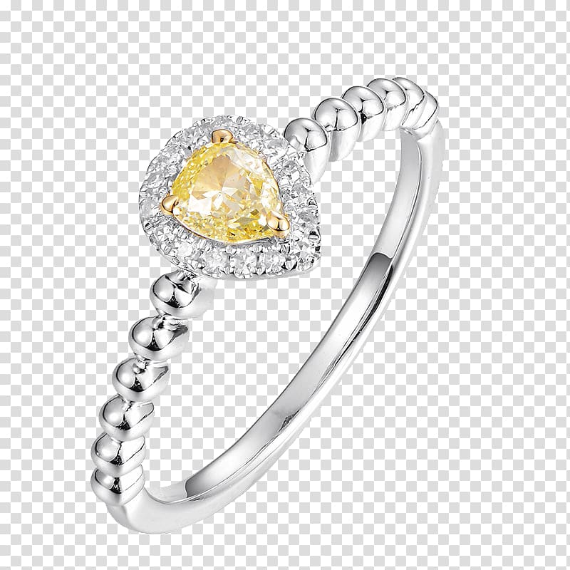 Yellow Diamond, Teardrop-shaped yellow diamond ring transparent background PNG clipart