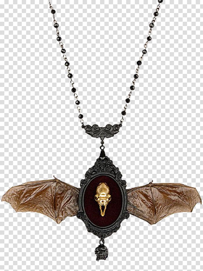 Earring Necklace Jewellery Bead, Gothic bat necklace transparent background PNG clipart