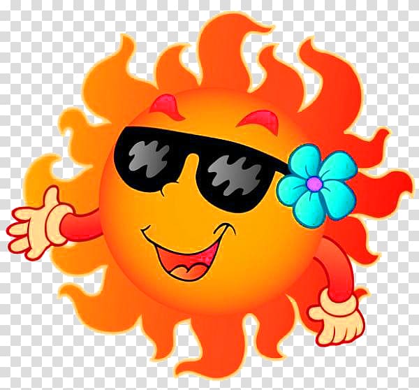 for Summer Free content , Cartoon smiling sun transparent background PNG clipart