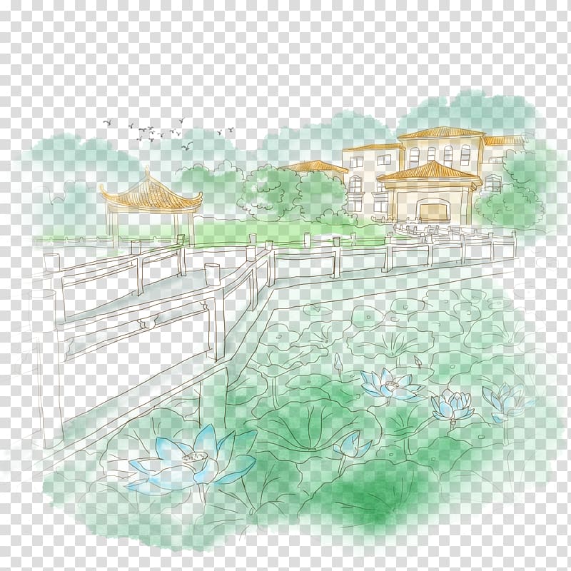 Jiangnan, Anhua Wuzhen, Jiangnan town hand drawing transparent background PNG clipart