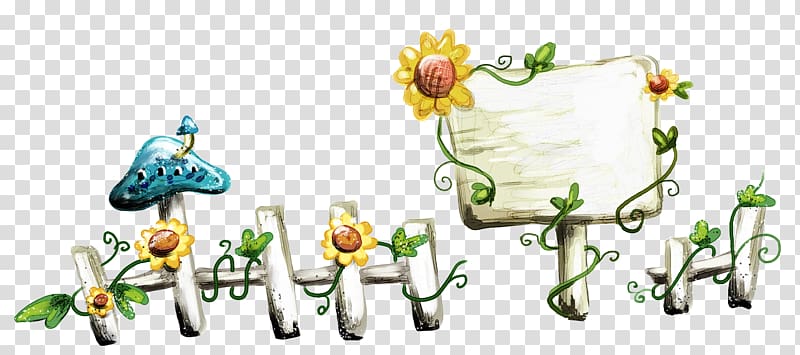 Common sunflower Illustration, Fence transparent background PNG clipart