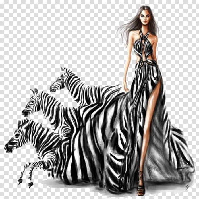 Zebra Creativity, Creative hand-painted zebra dress transparent background PNG clipart
