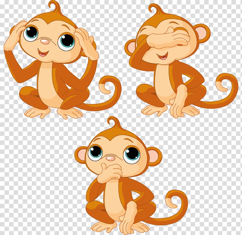 Cartoon Monkey Drawing , Three little monkeys transparent background PNG clipart
