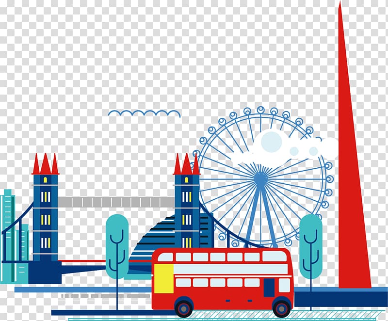 The Shard Skyline City of London , Ferris wheel element transparent background PNG clipart