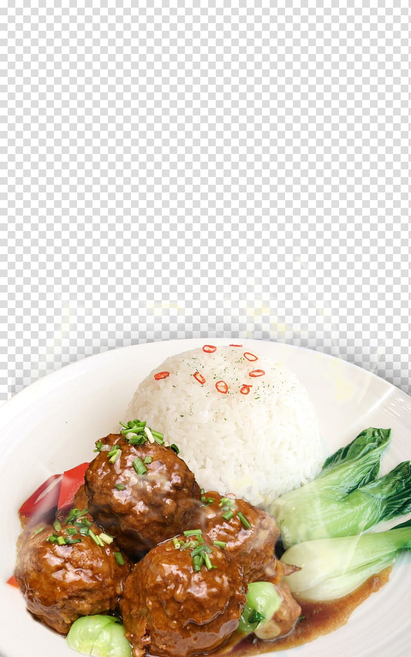 Braised lion head rice PSD material transparent background PNG clipart