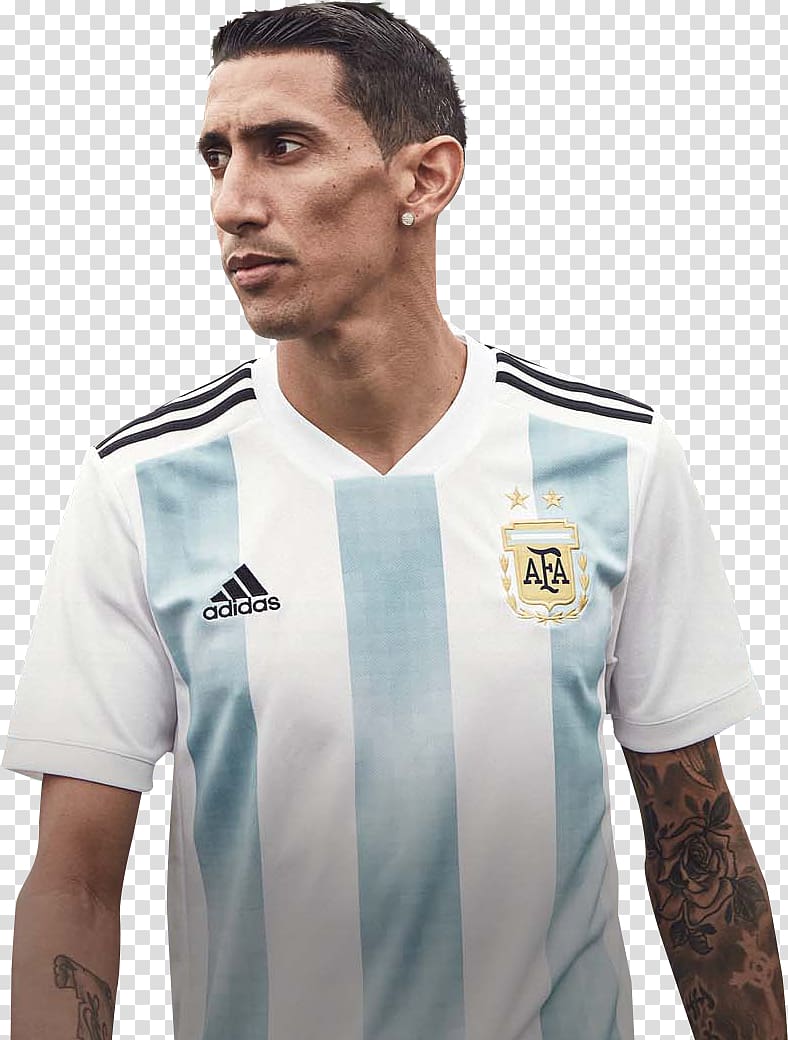 man wearing blue and white adidas soccer jersey, Lionel Messi Argentina national football team 2018 FIFA World Cup T-shirt, maria transparent background PNG clipart