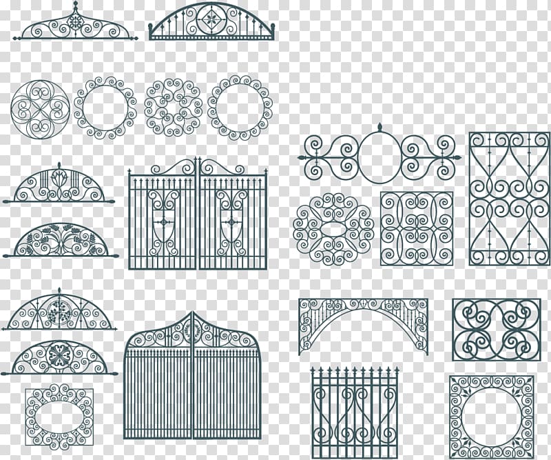 Black and white, painted carved Continental Iron transparent background PNG clipart