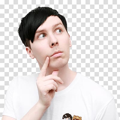 man wearing white crew-neck t-shirt, AmazingPhil Thinking transparent background PNG clipart