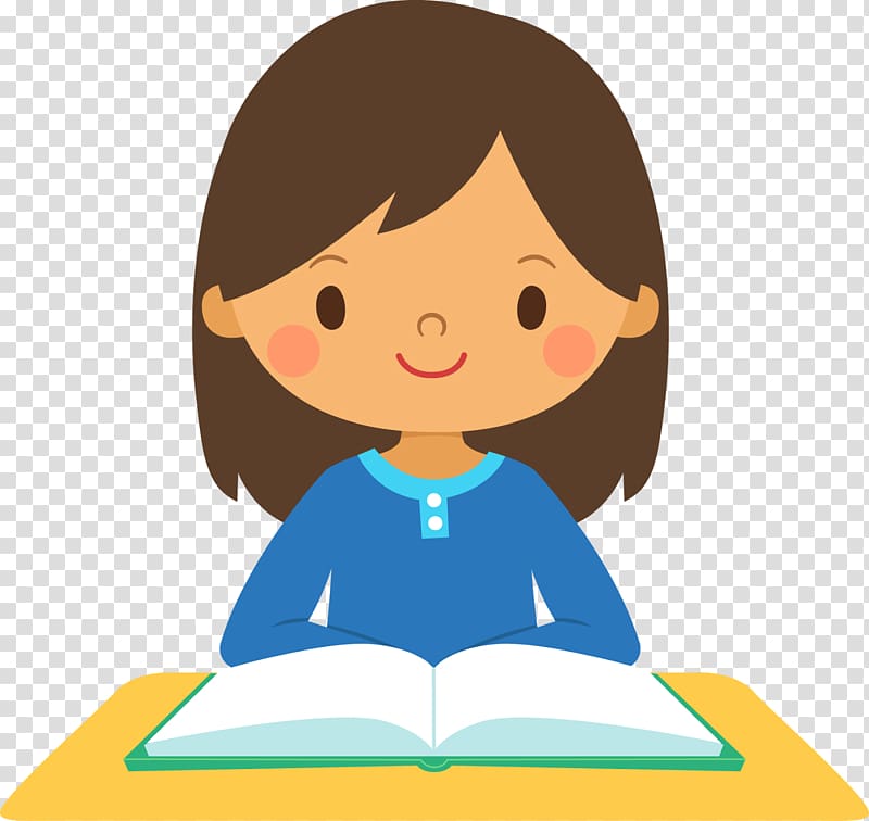 girl reading book illustration, Student Girl School , Girl Thinking transparent background PNG clipart