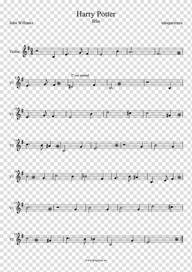 Sheet Music Violin Harry Potter Hedwig's Theme, sheet music transparent background PNG clipart