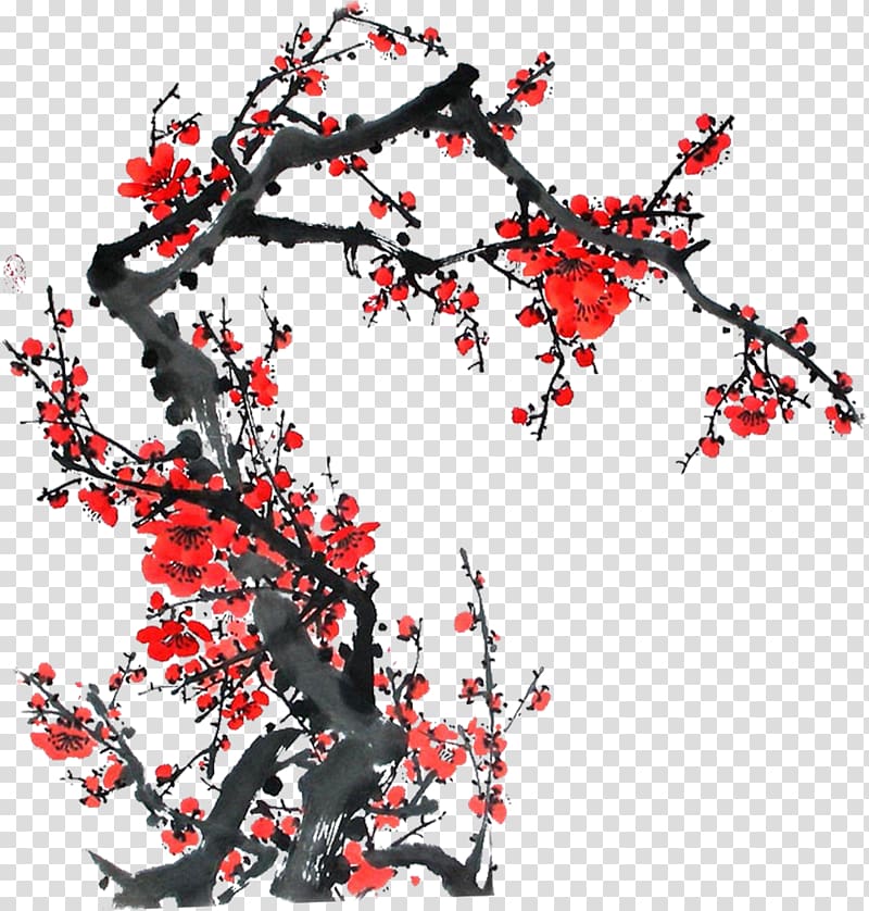 Twig Plum blossom Flower, 梅花 transparent background PNG clipart