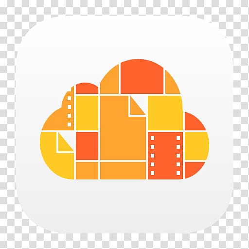 orange and yellow cloud logo, area text brand yellow, iCloud Drive transparent background PNG clipart
