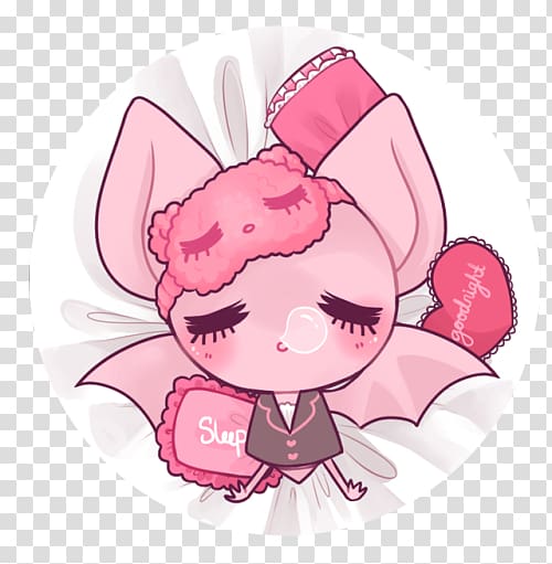 Pastel Sleep Pink Drawing, Sleepy Bat transparent background PNG clipart