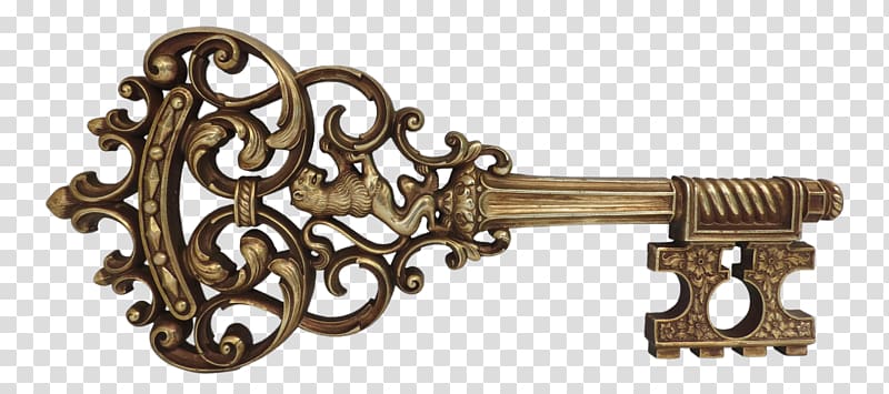 Skeleton key Door Lock Brass, key transparent background PNG clipart