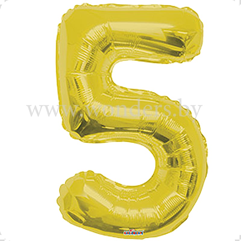 Mylar balloon Party Gold Number, 5 transparent background PNG clipart