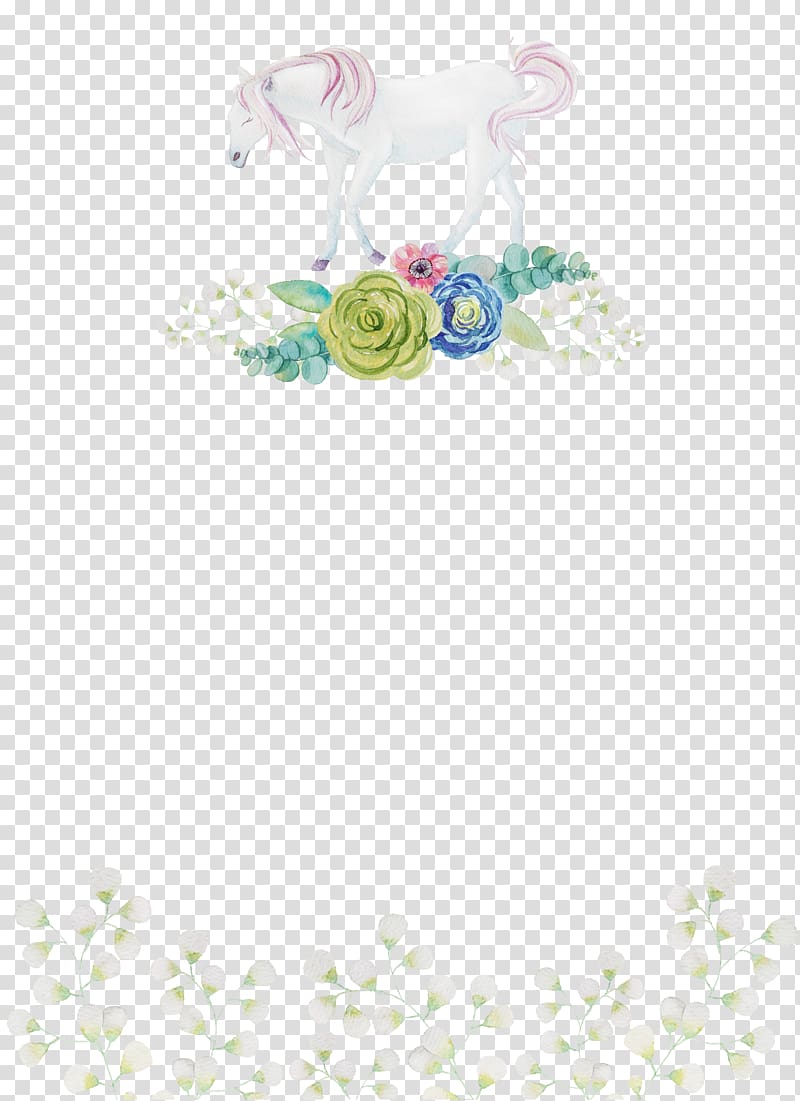white horse and flowers illustration, Painting Fairy tale , Forest fairy tale background transparent background PNG clipart