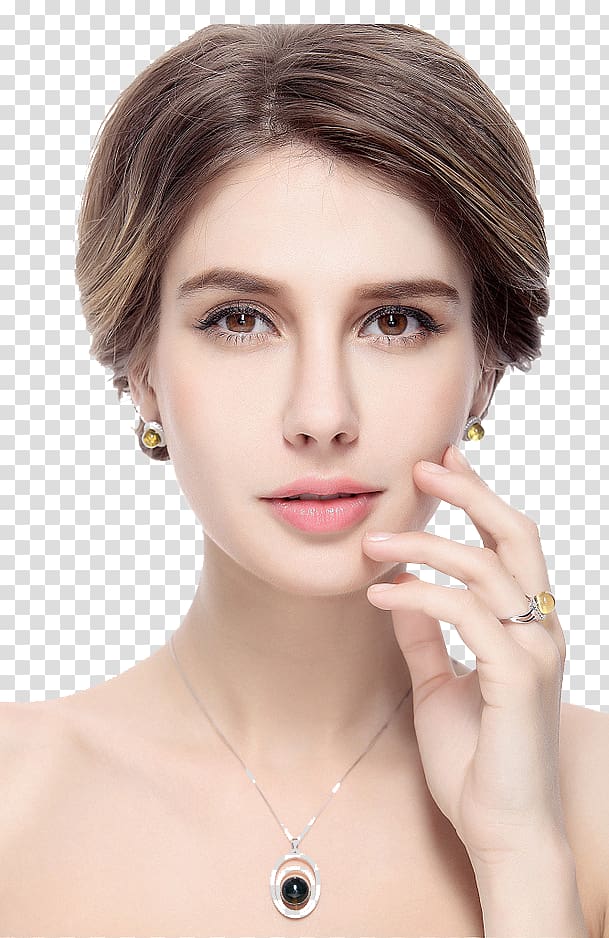 Woman wearing silver-colored yellow gemstone jewelries, Face High ...