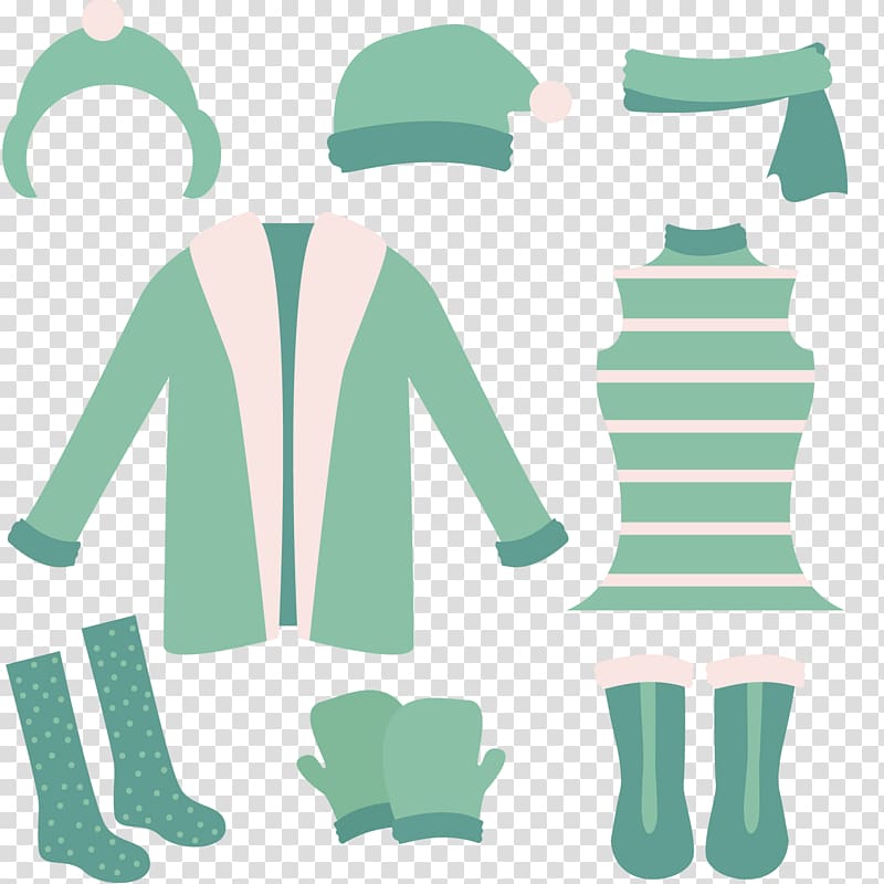T-shirt Winter clothing Scarf Sweater, Cute winter clothes transparent background PNG clipart